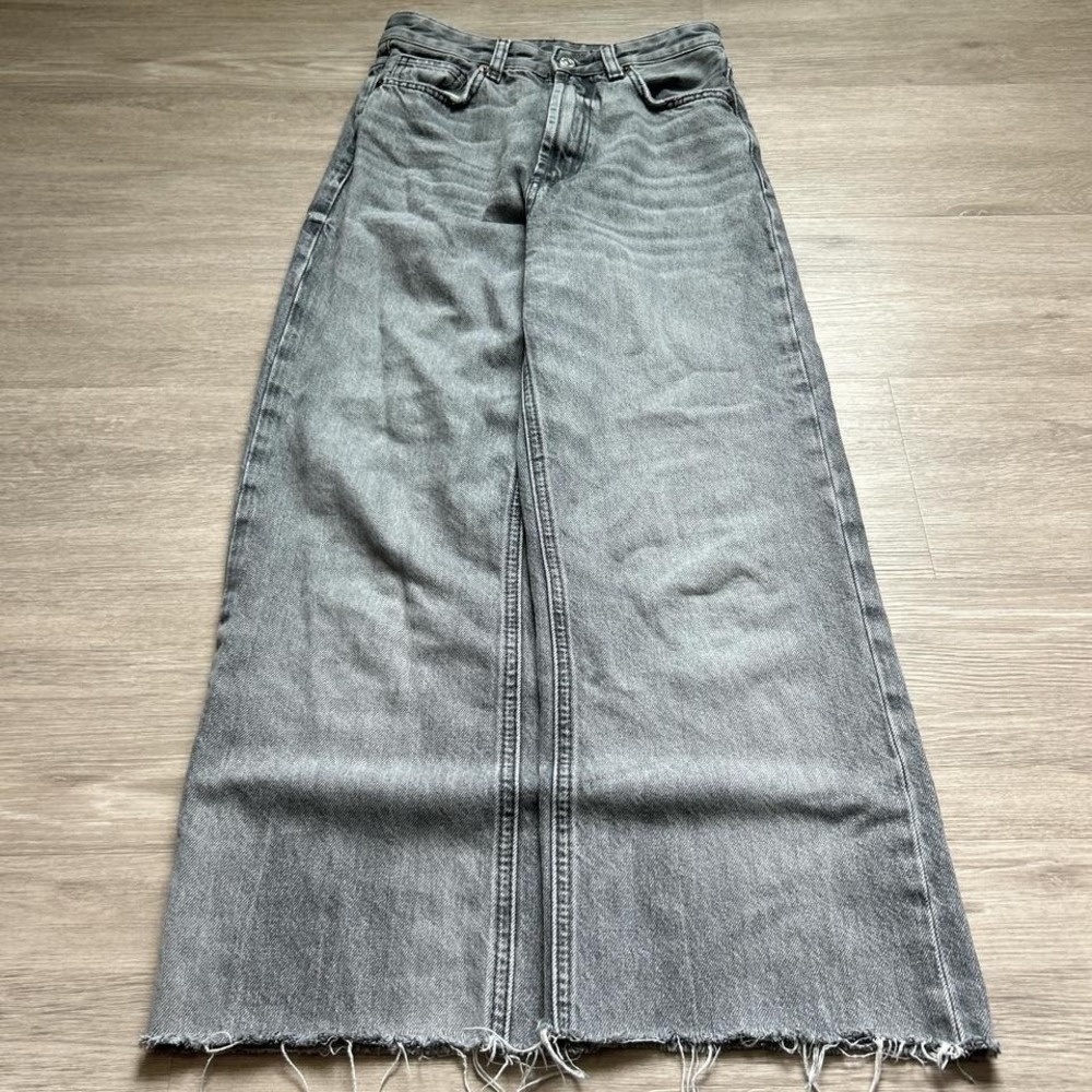 Grey Grunge Wide-Leg Baggy Faded Denim Jeans Y2K 24x27